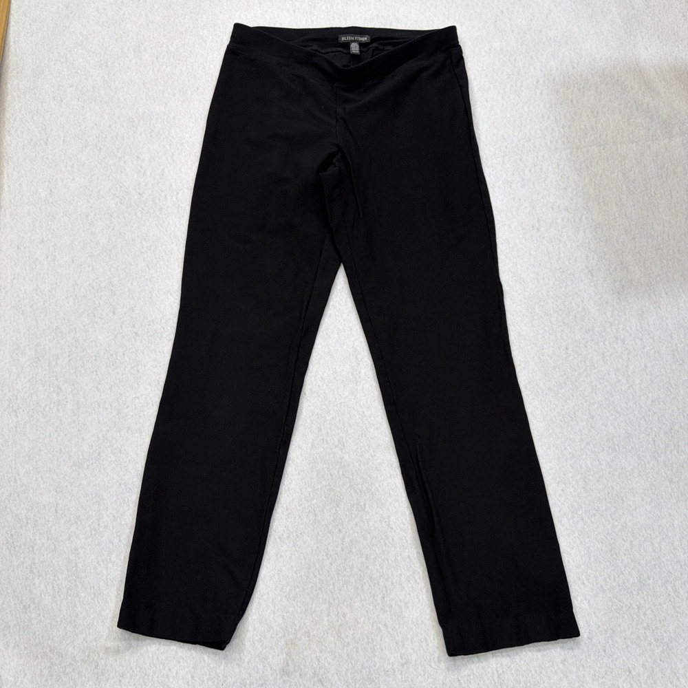 Eileen Fisher Stretch Ponte Pull-on Pants Black XS Straight Viscose Nylon Blend